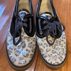 sperry sequin leopard print boat shoes